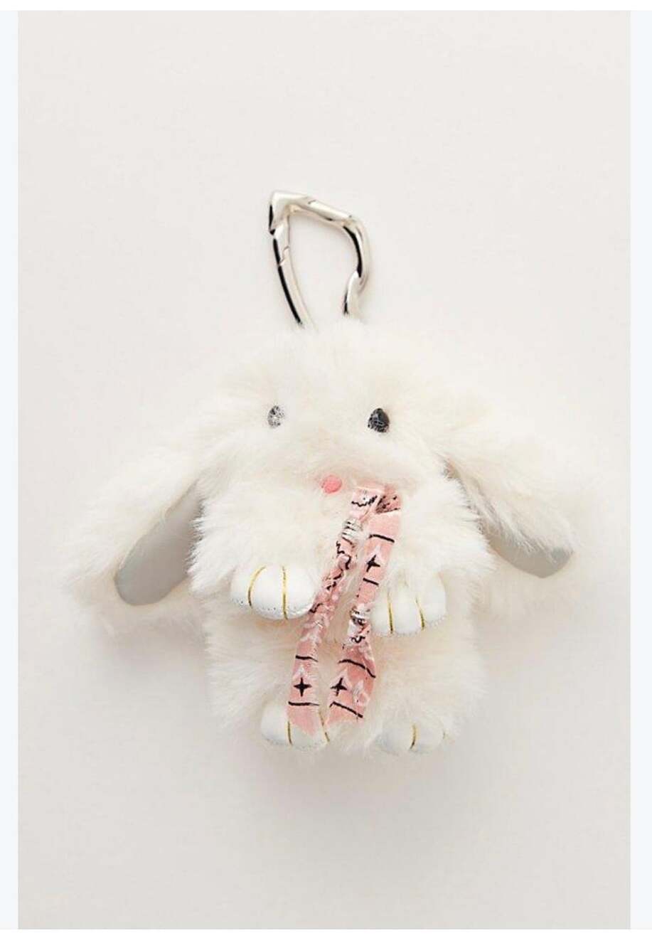 Free People Fluffy Rabbit Bag Charm in white